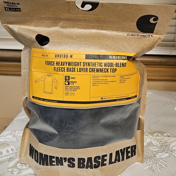 Women's Carhartt Force Heavyweight Synthetic Wool-Blend Fleece Base Crewneck Top - Picture 4 of 10